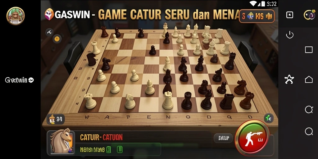 Tampilan antarmuka GASWIN menampilkan papan catur yang menarik dan intuitif.