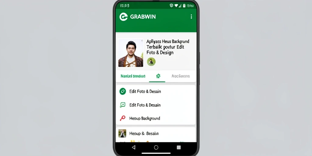 Antarmuka intuitif aplikasi GRABWIN untuk hapus latar belakang.