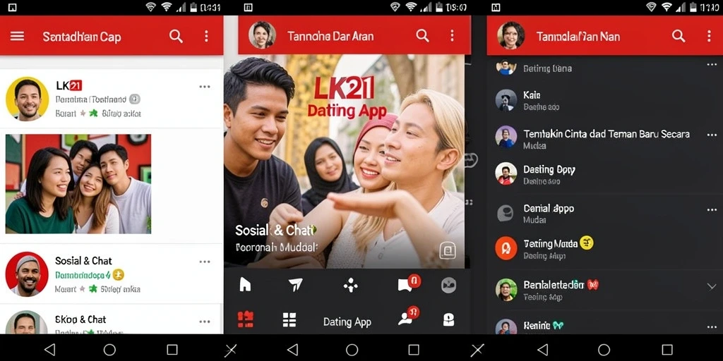 Tampilan antarmuka LK21 yang menarik dan modern untuk aplikasi Dating.