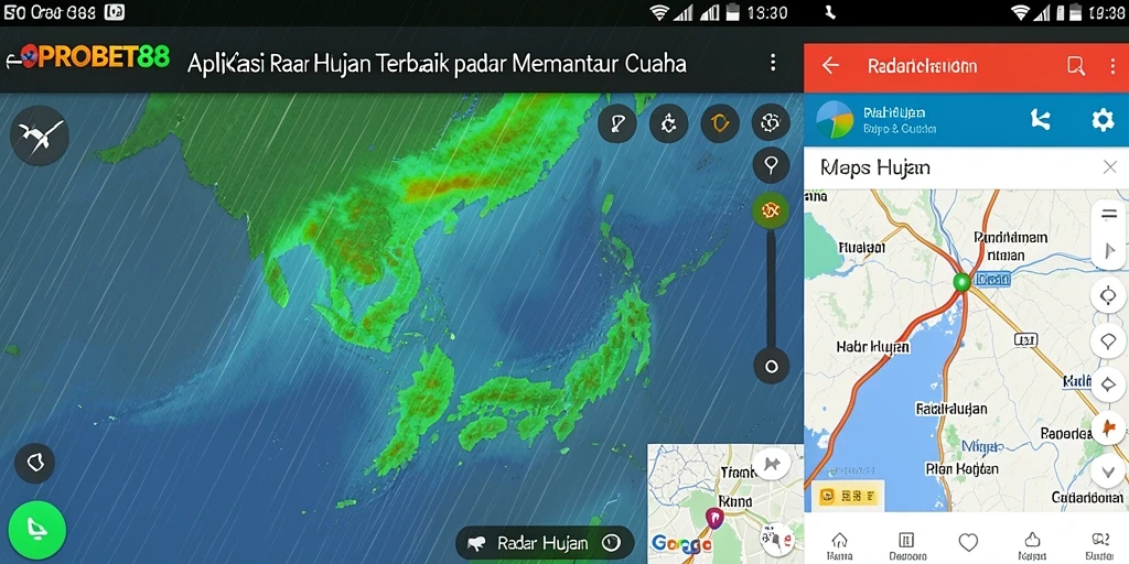 Tampilan antarmuka PROBET88 menunjukkan peta cuaca yang jelas dan interaktif.
