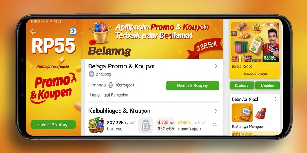 Tampilan antarmuka aplikasi RP55 menampilkan berbagai promo menarik.