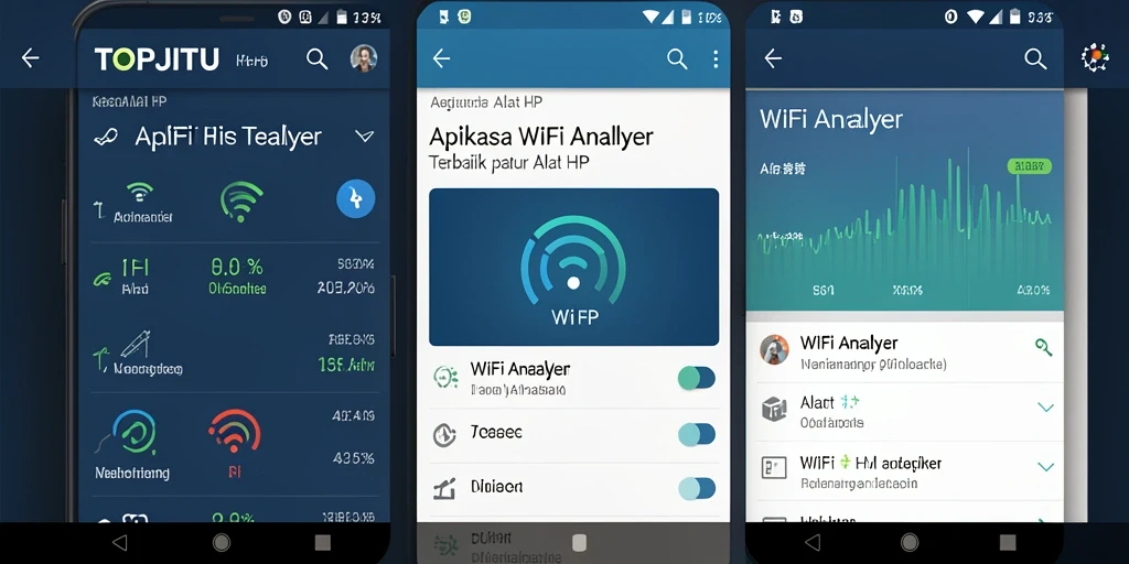 Antarmuka utama aplikasi TOPJITU menampilkan analisis jaringan WiFi secara real-time.